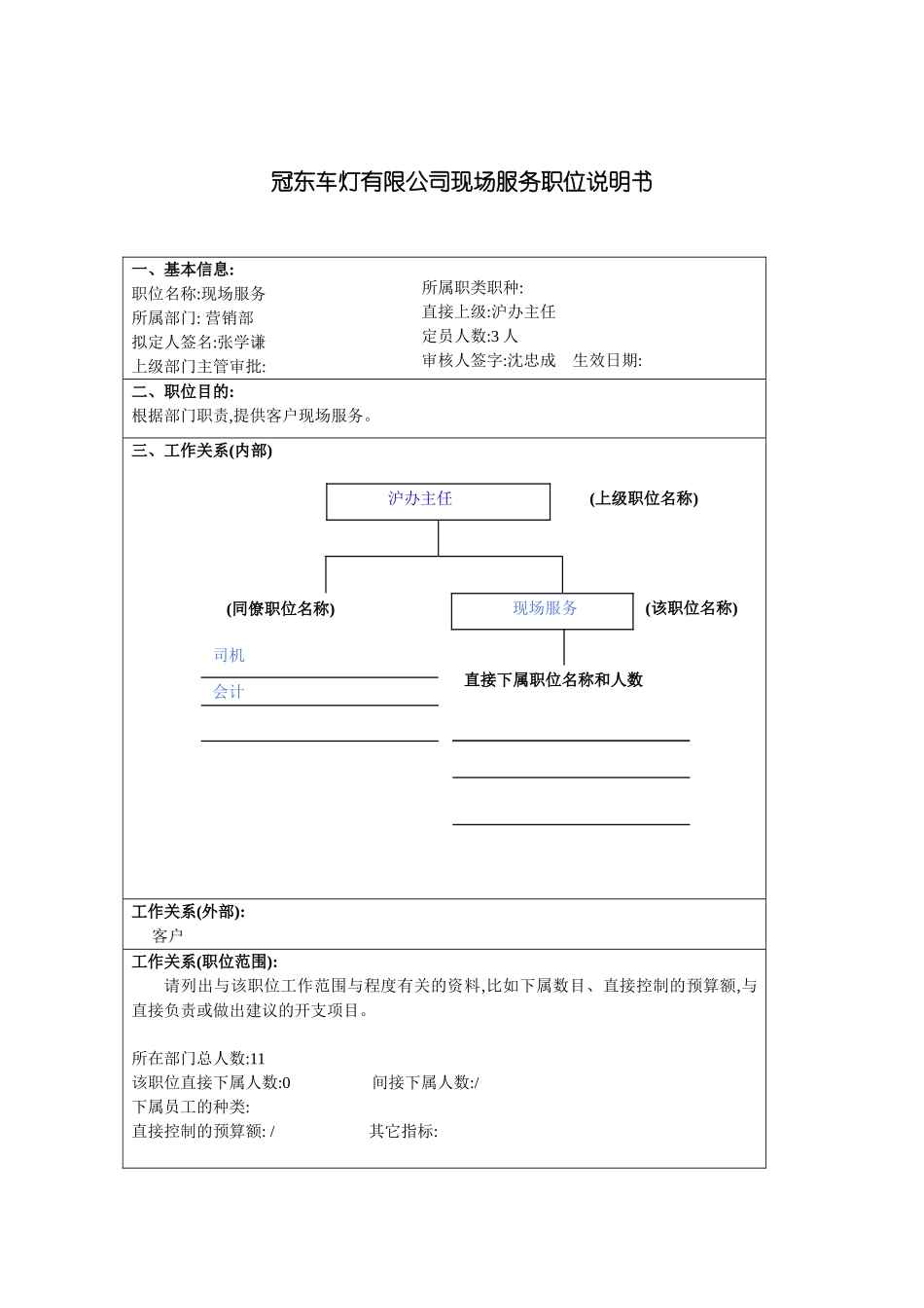 冠东车灯有限公司现场服务职位说明书_第3页