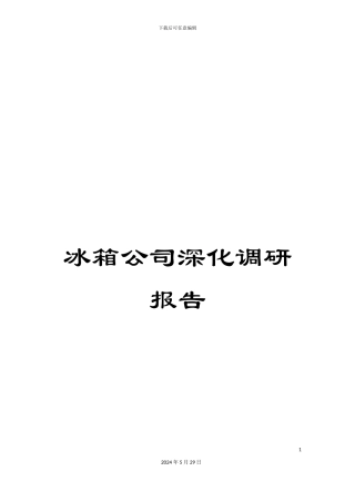 冰箱公司深入调研报告