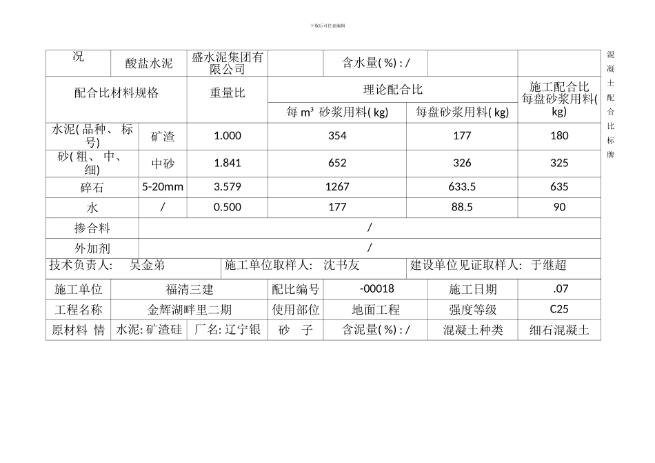 砂浆配合比公示牌样本_第2页