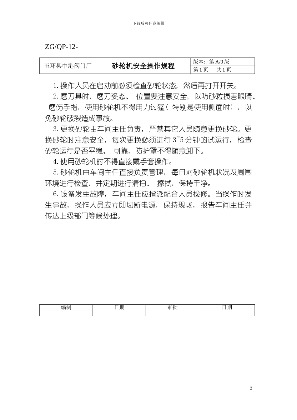 砂轮机安全操作规程模板_第2页