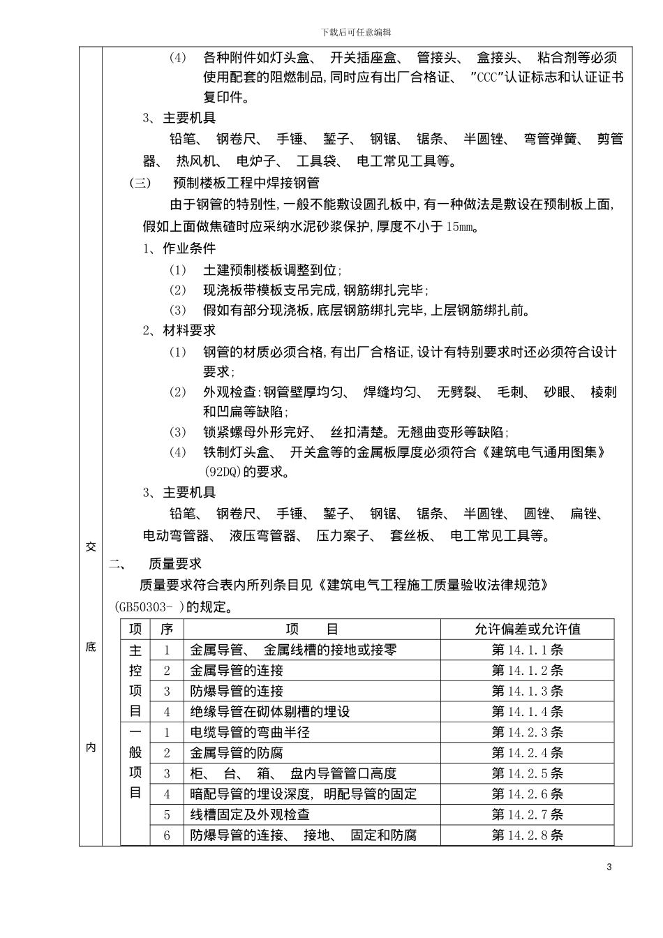 砌体内管路敷设分项工程质量技术交底卡_第3页