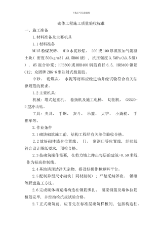 砌体工程质量验收标准样本