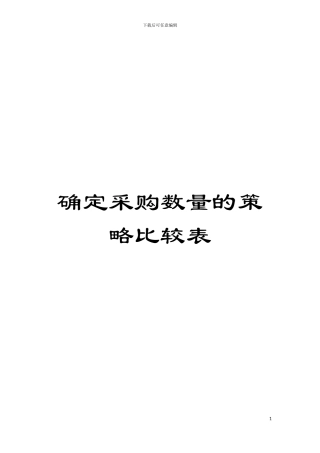 确定采购数量的策略比较表模板