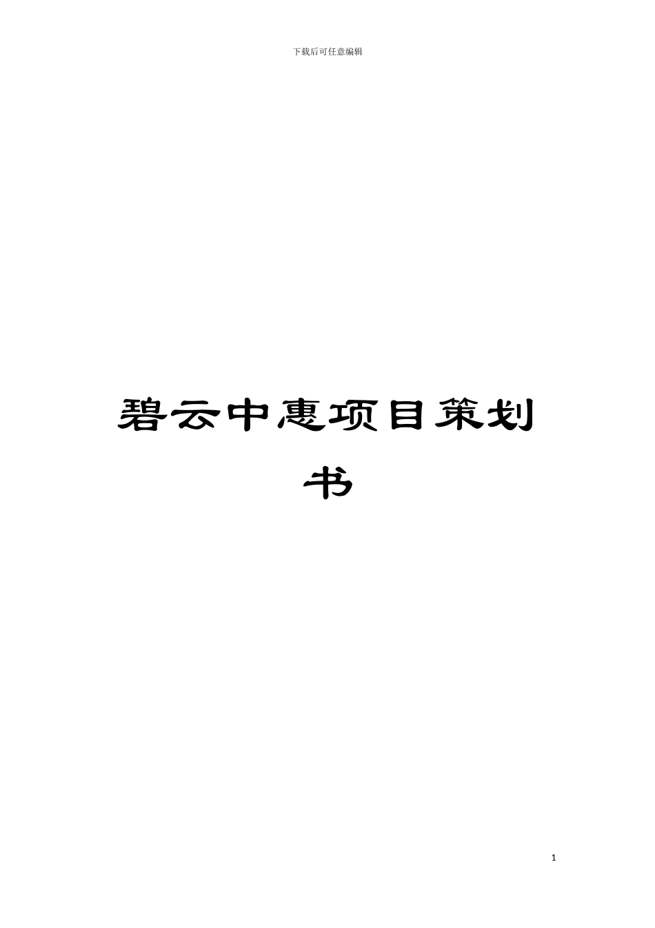 碧云中惠项目策划书模板_第1页