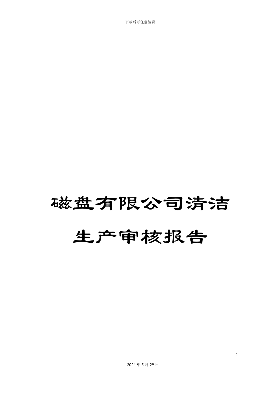 磁盘有限公司清洁生产审核报告_第1页