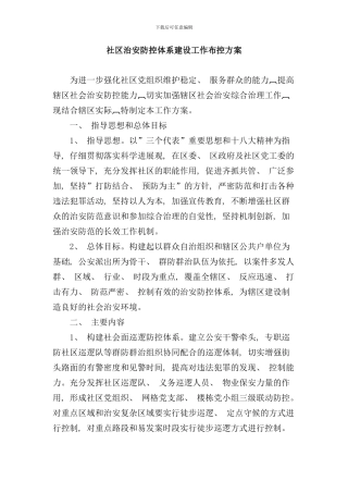 社区治安防控体系建设工作布控方案样本