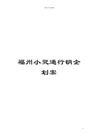 福州小灵通行销企划案模板