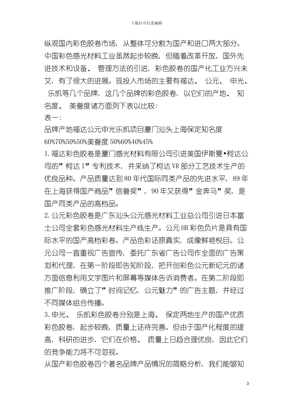 福达彩色胶卷广告策划书范例样本_第3页