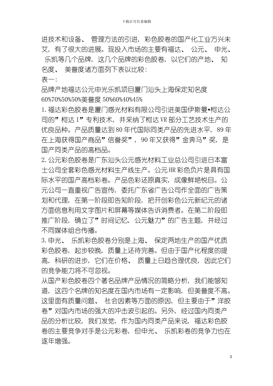 福达彩色胶卷广告策划书范例_第3页