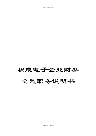 积成电子企业财务总监职务说明书