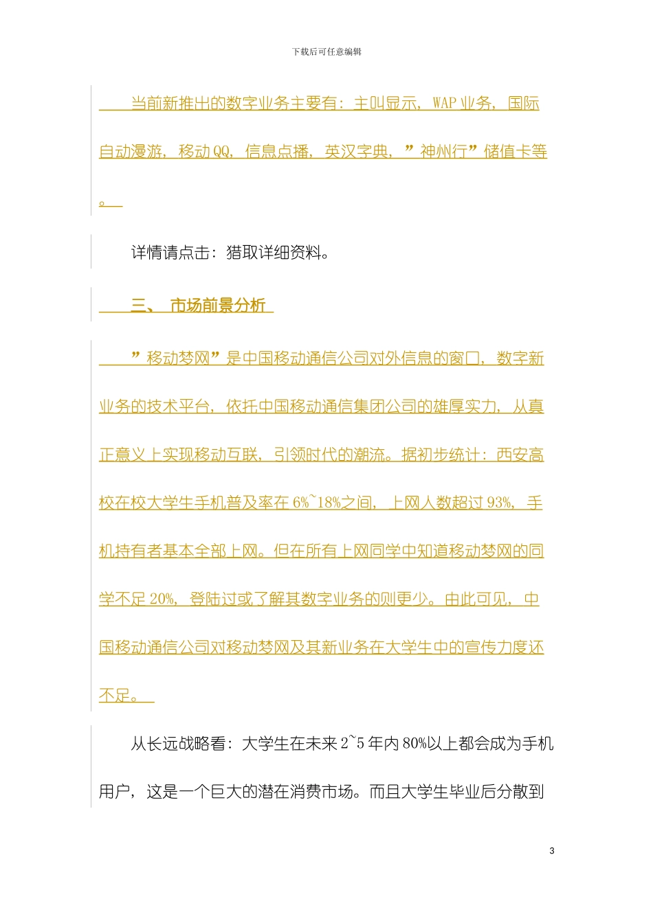 移动梦网策划书模板_第3页