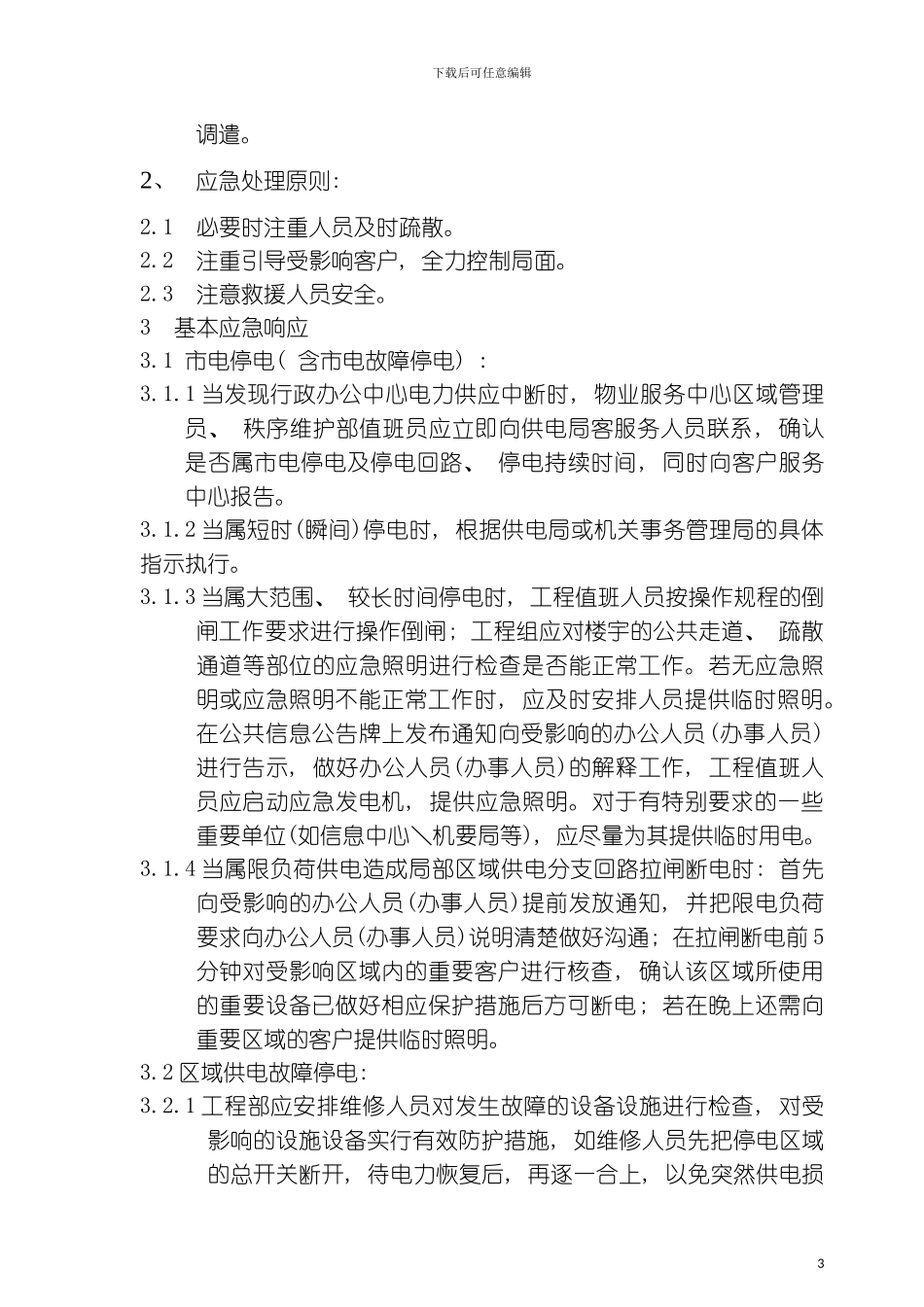 突发停电应急处置预案模板_第3页
