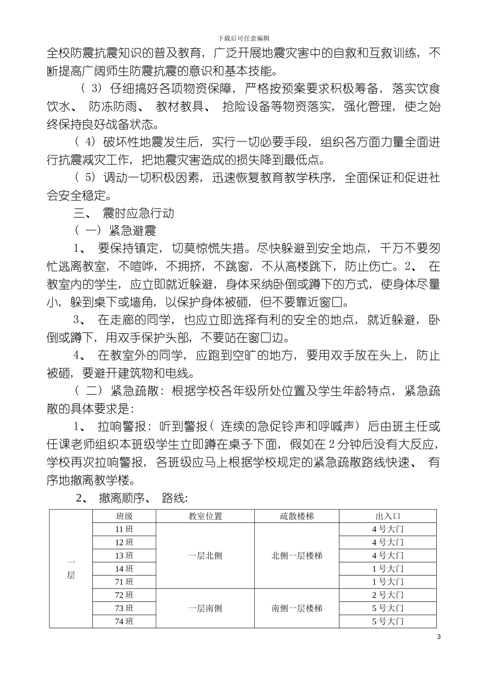 窑街学校防震应急预案模板_第3页