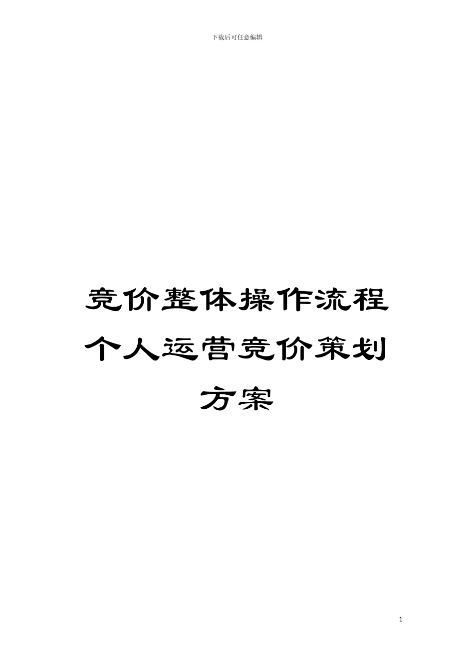 竞价整体操作流程个人运营竞价策划方案模板_第1页