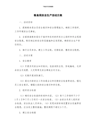 粮食局安全生产活动方案