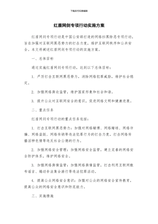 红盾网剑专项行动实施方案
