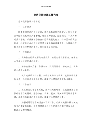 经济犯罪协调工作方案