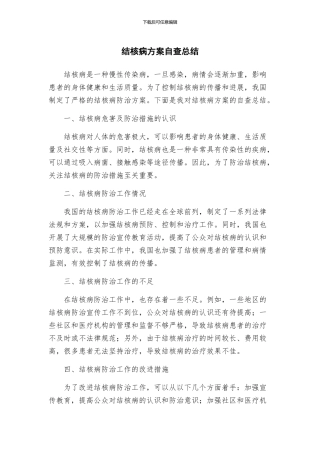 结核病方案自查总结