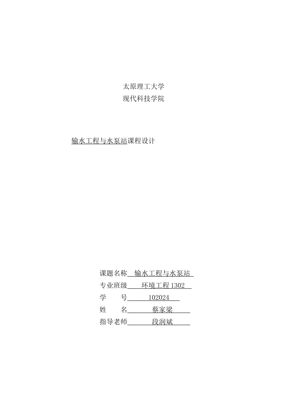 给水管网课程设计说明书_第2页