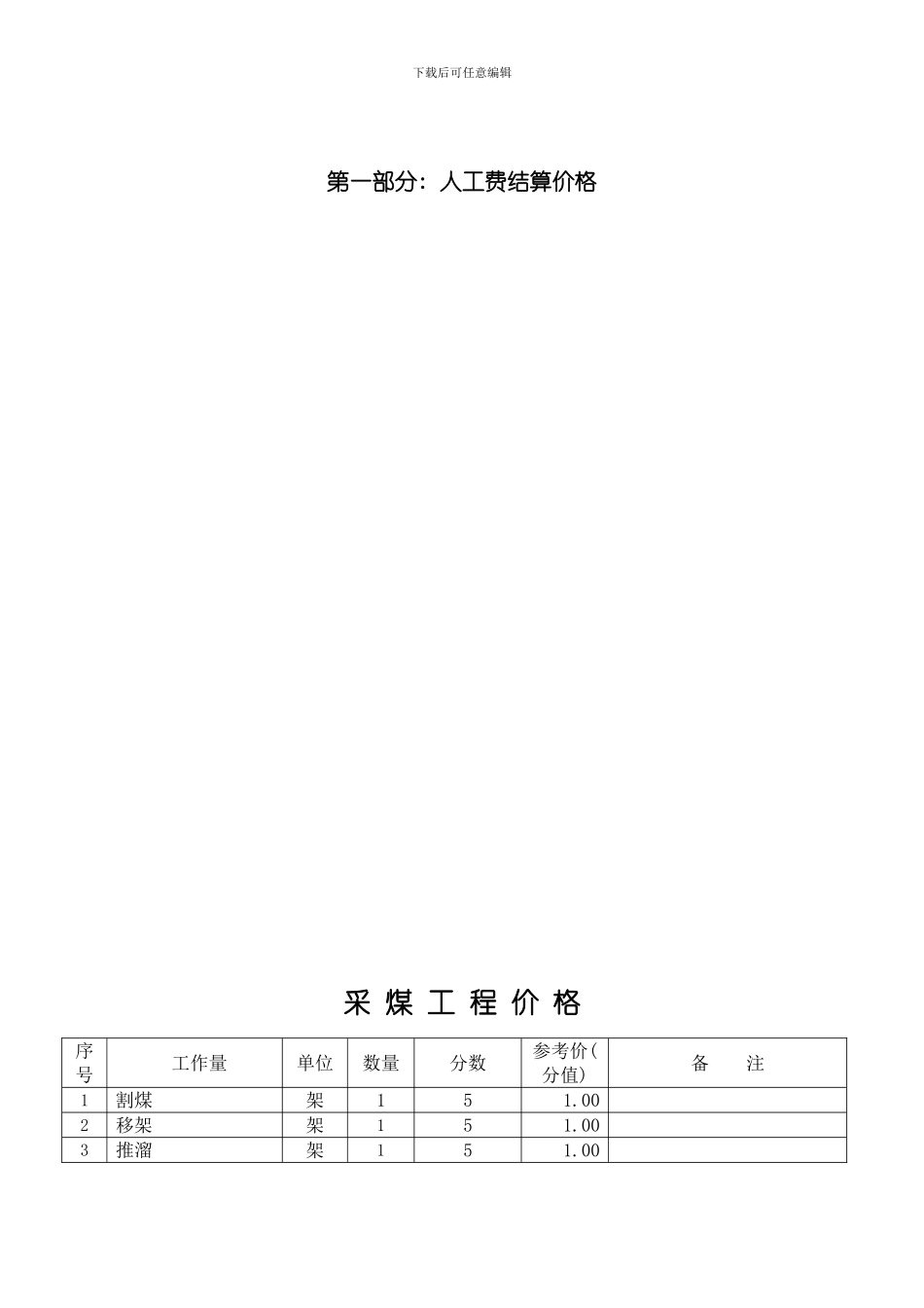 综采一队采煤工程价格手册版模板_第3页