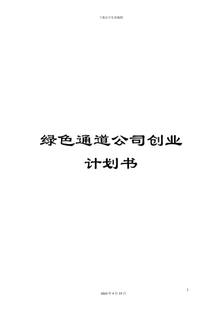 绿色通道公司创业计划书