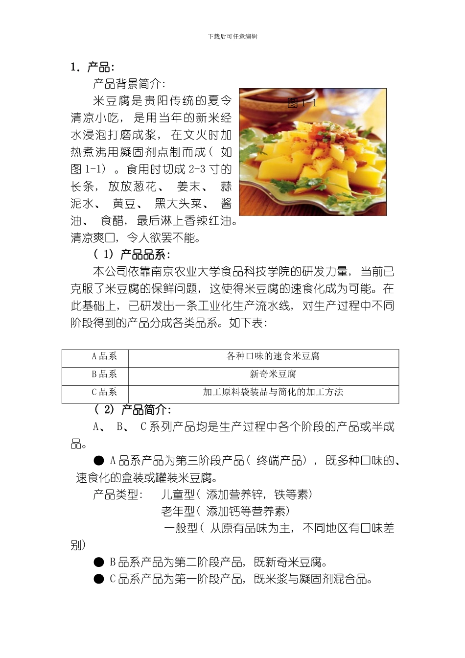 绿风食品创业计划书模板_第2页