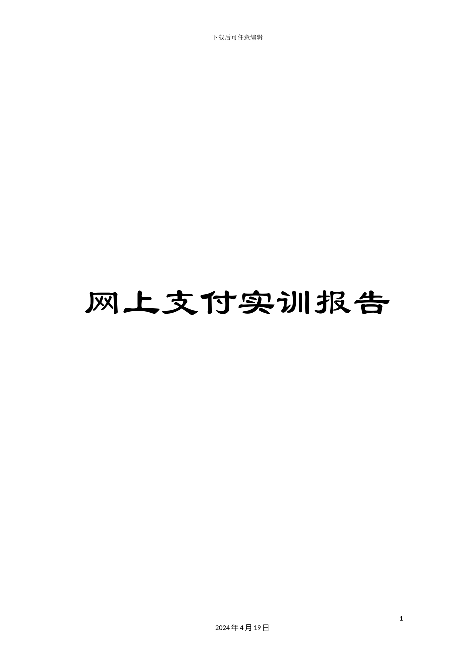 网上支付实训报告模板_第1页