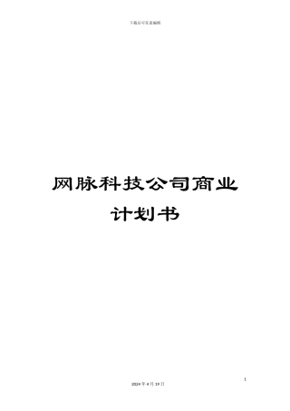 网脉科技公司商业计划书