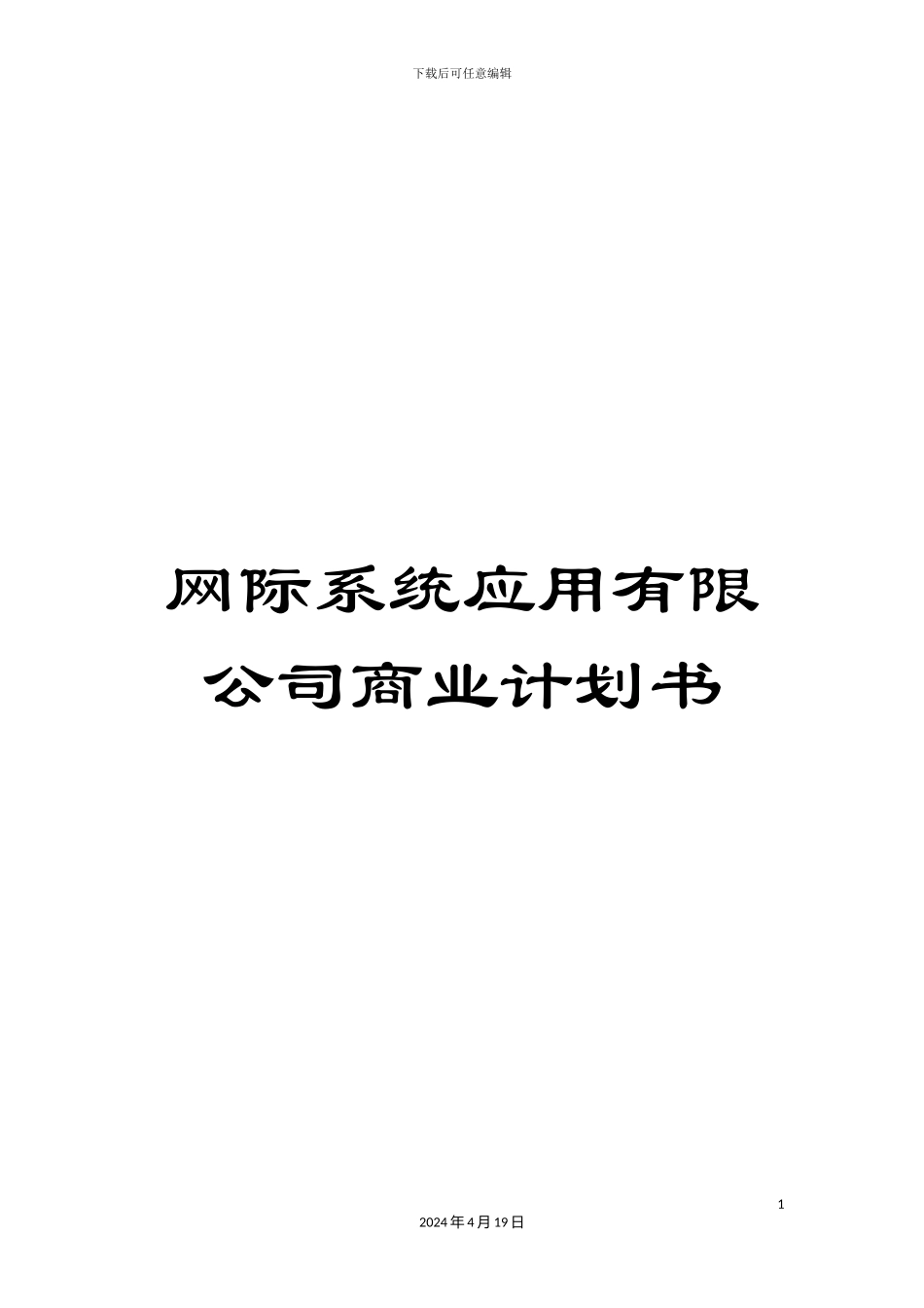 网际系统应用有限公司商业计划书_第1页