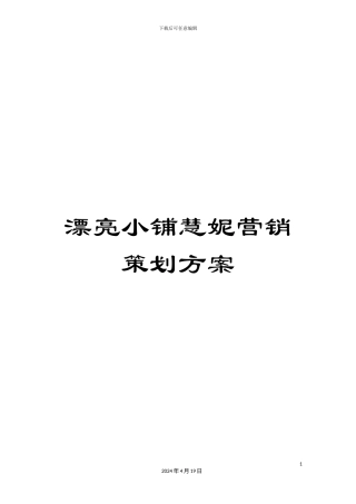 美丽小铺慧妮营销策划方案