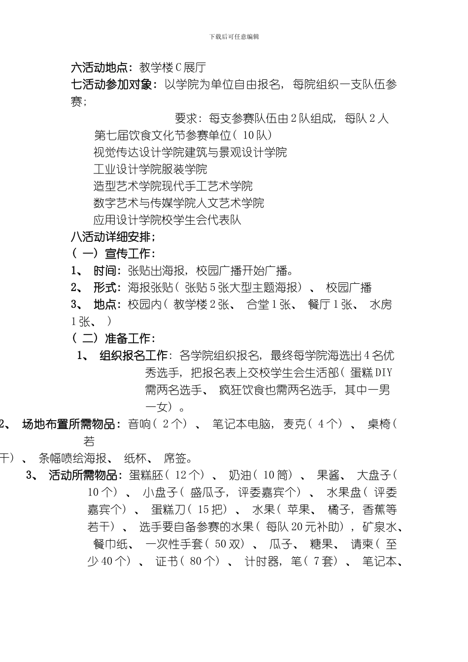 美术学院饮食文化节策划专业资料模板_第2页