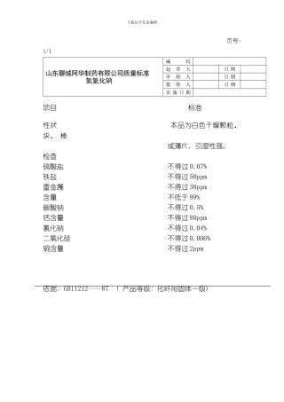 羟丙甲原料标准模板