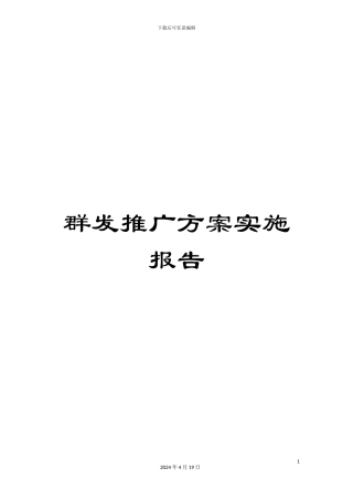 群发推广方案实施报告