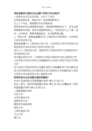 考英语教学方面的研究生的同学看看非常有好处选择学校是很重要的模板