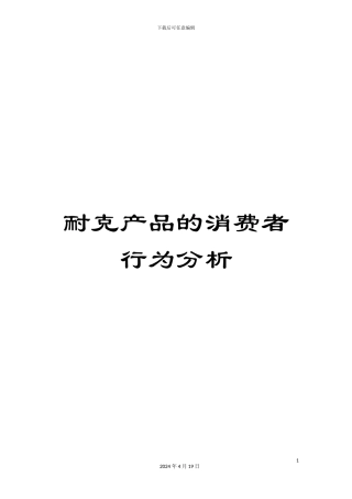 耐克产品的消费者行为分析