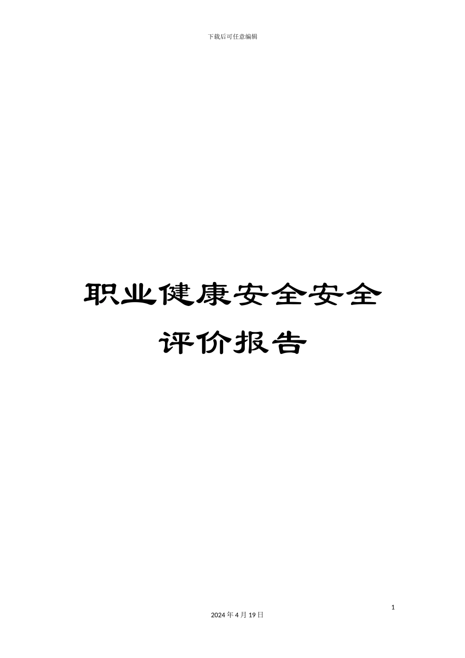 职业健康安全安全评价报告_第1页