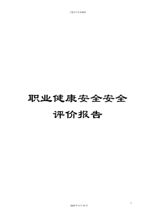 职业健康安全安全评价报告