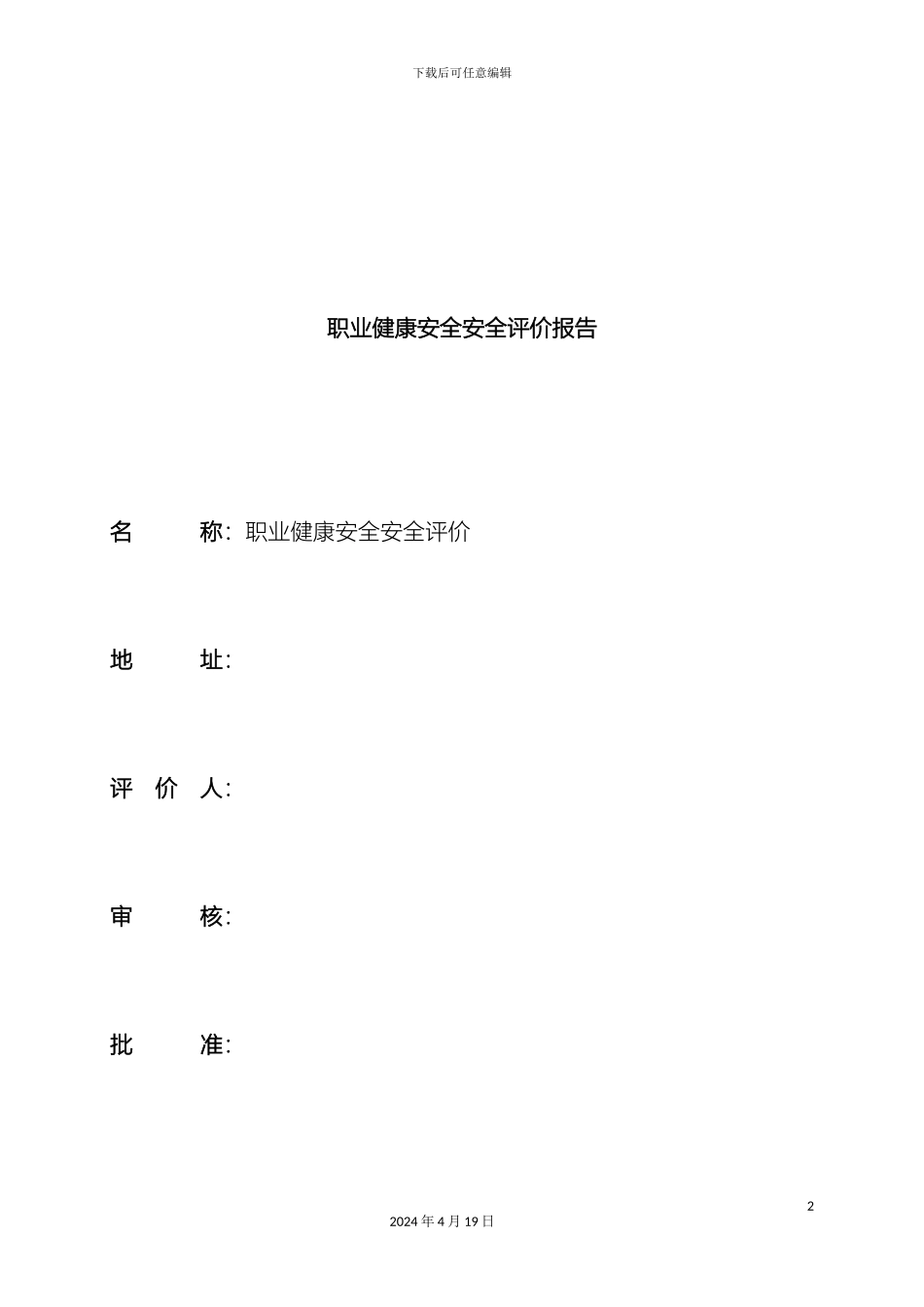职业健康安全安全评价报告范本_第2页