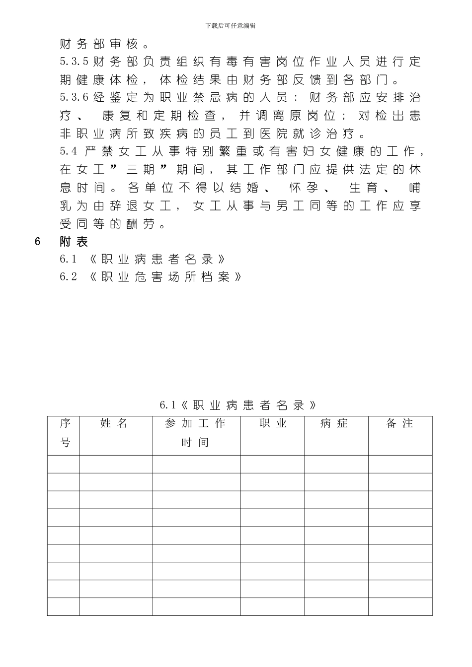 职业健康管理制度样本模板_第3页