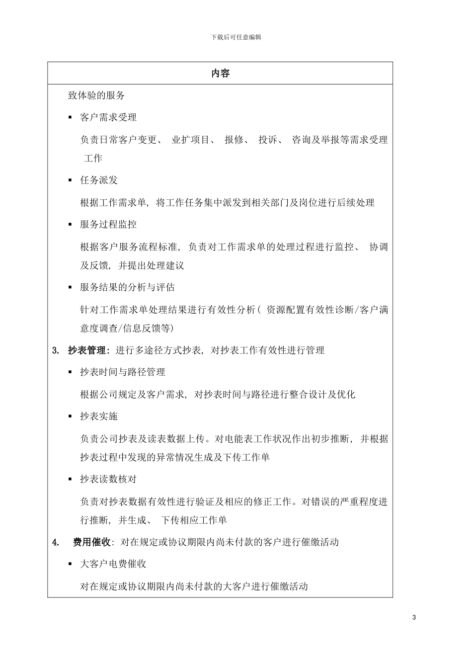 职位说明书供电公司电力营销部部门模板_第3页