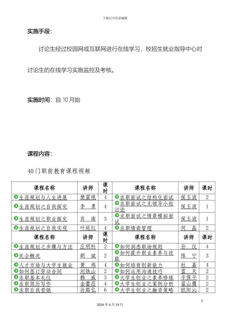 职前教育网络学堂实施方案范文_第3页