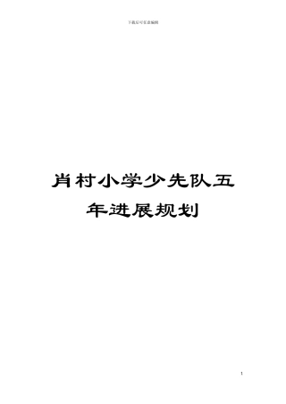 肖村小学少先队五年发展规划模板