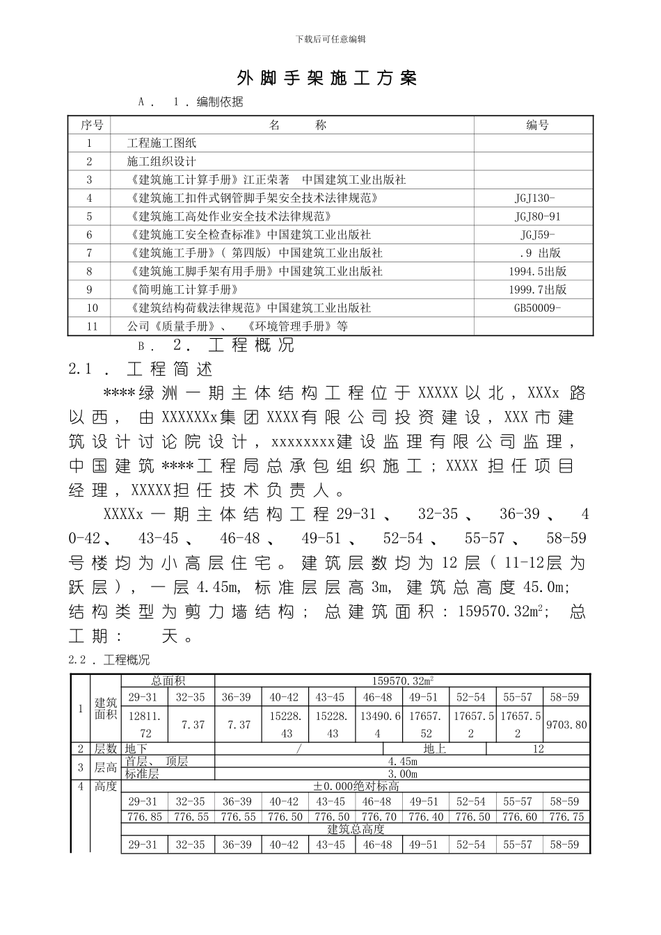 脚手架专项施工方案含卸料平台模板_第1页