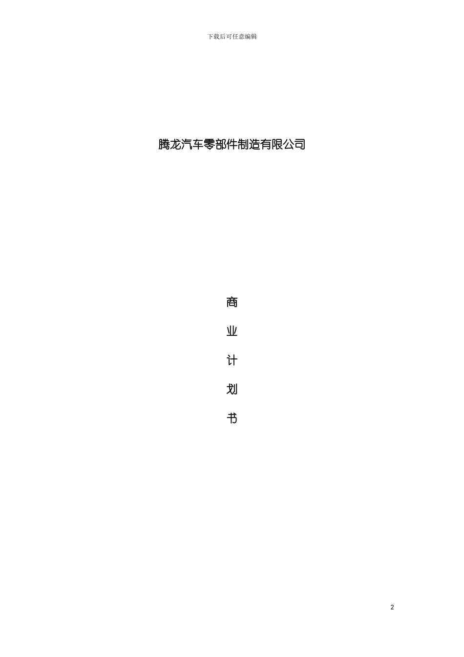 腾龙汽车零部件企业商业计划书模板_第2页