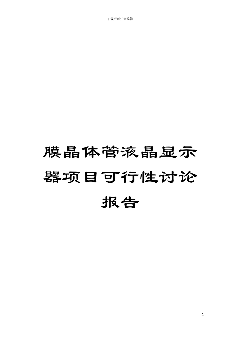 膜晶体管液晶显示器项目可行性研究报告模板_第1页