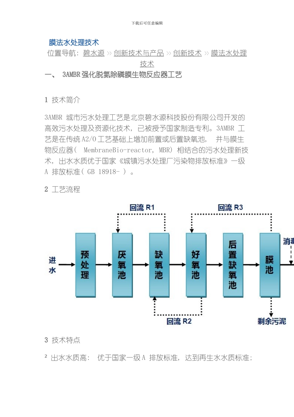 膜法水处理技术模板_第1页