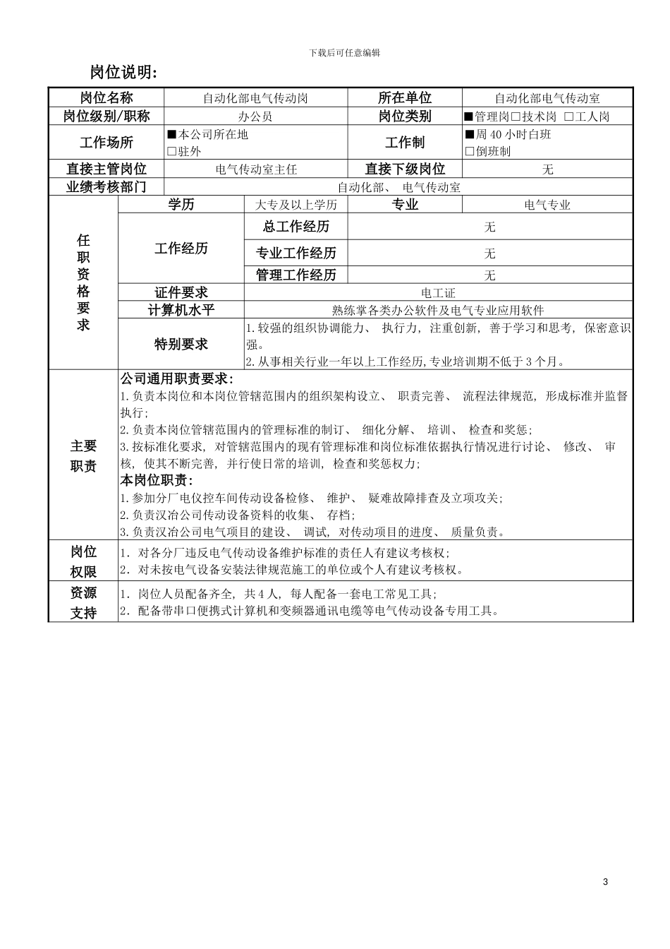 自动化部电气传动岗位作业规程模板_第3页