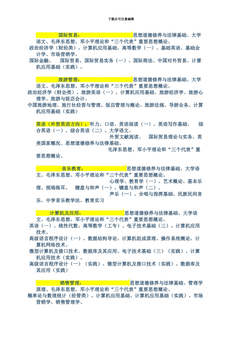 自考专科专业设置_第3页