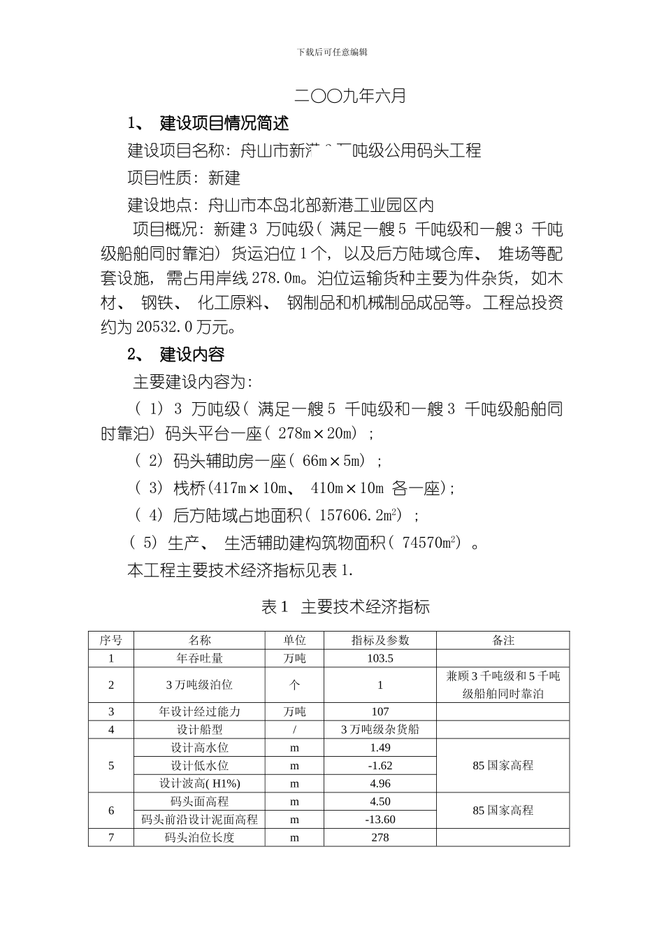 舟山市新港万吨级公用码头工程模板_第2页