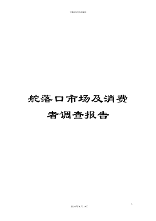 舵落口市场及消费者调查报告